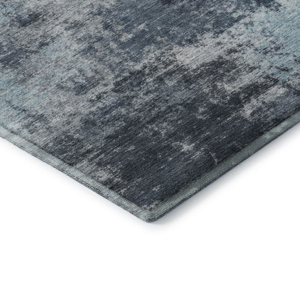 HomeRoots 5' Blue and Ivory Abstract Washable Area Rug - Durable, Stylish, UV Protected for High-Traffic Rooms 716889