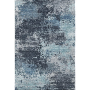 HomeRoots 5' Blue and Ivory Abstract Washable Area Rug - Durable, Stylish, UV Protected for High-Traffic Rooms 716889