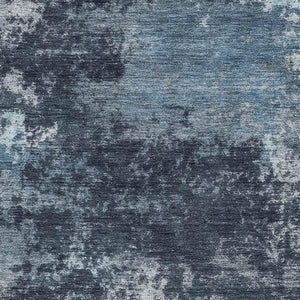 HomeRoots 8' Modern Blue and Ivory Abstract Round Rug - Washable, UV Protected, Durable for High-Traffic Areas 716890