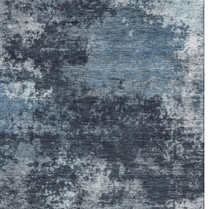 HomeRoots 8' Modern Blue and Ivory Abstract Round Rug - Washable, UV Protected, Durable for High-Traffic Areas 716890