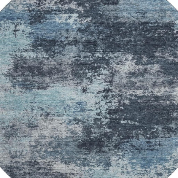 HomeRoots 8' X 10' Blue and Ivory Abstract Washable Area Rug – Stain Resistant, UV Protected & Modern Style 716891