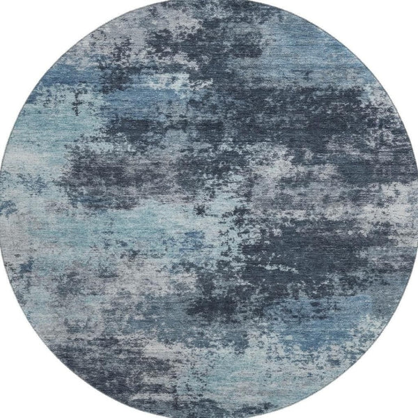 HomeRoots 8' X 10' Blue and Ivory Abstract Washable Area Rug – Stain Resistant, UV Protected & Modern Style 716891
