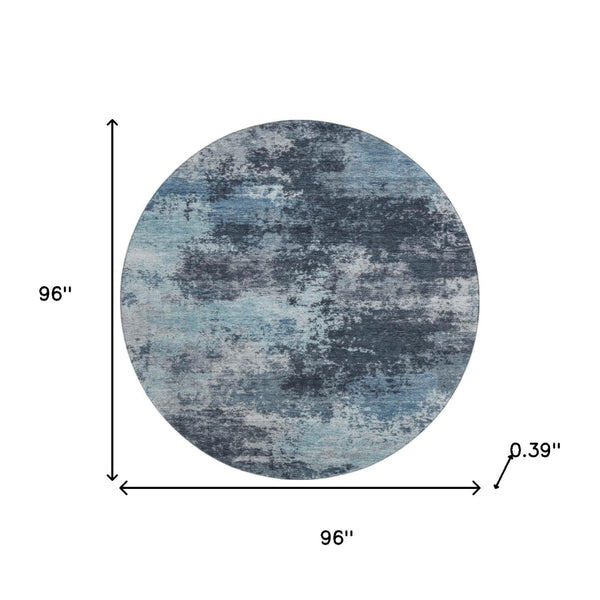 HomeRoots 8' X 10' Blue and Ivory Abstract Washable Area Rug – Stain Resistant, UV Protected & Modern Style 716891