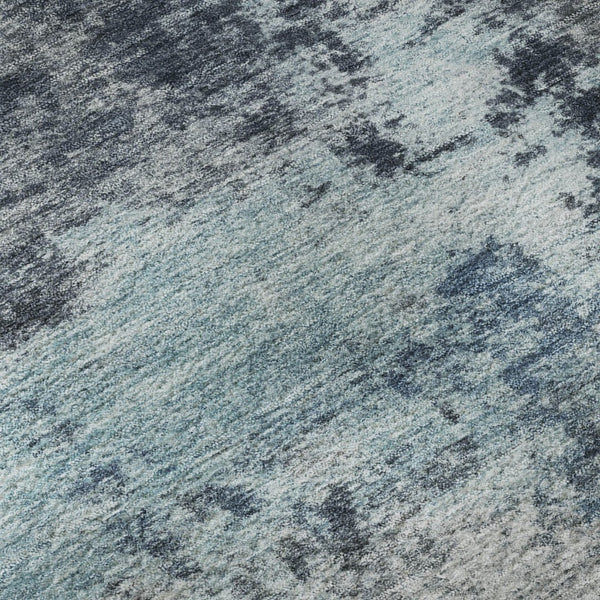 HomeRoots 9' X 12' Blue & Ivory Abstract Area Rug - Washable, UV Protected, Durable for High-Traffic Areas 716892