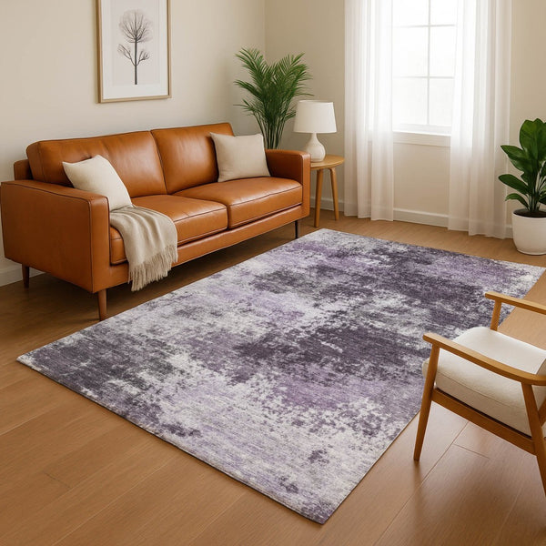 HomeRoots 5' X 8' Purple and Lavender Abstract Area Rug - Machine Washable, UV Protected, Pet-Friendly Design 716895