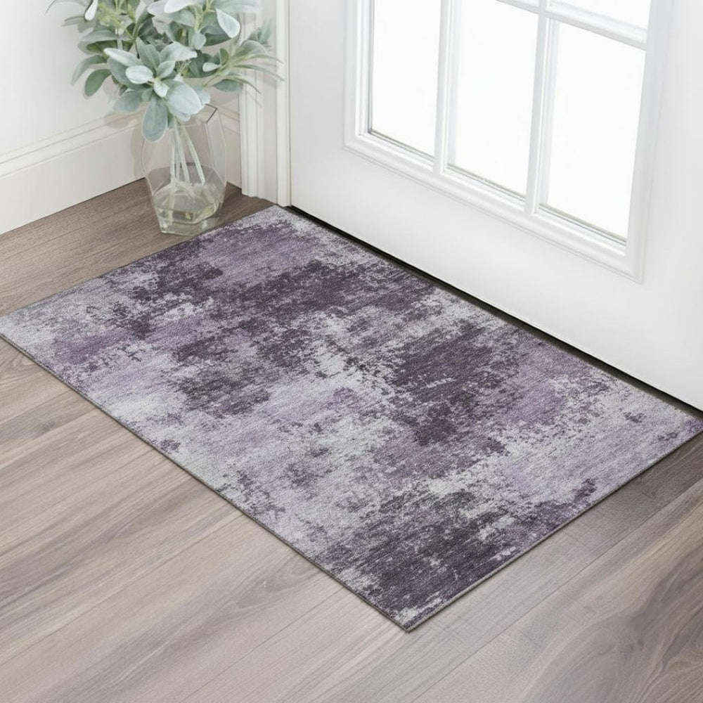 HomeRoots 5' X 8' Purple and Lavender Abstract Area Rug - Machine Washable, UV Protected, Pet-Friendly Design 716895