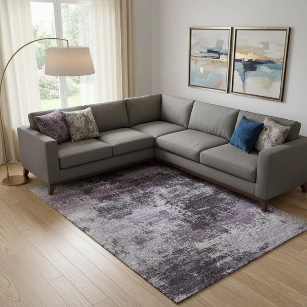 HomeRoots 10' X 14' Purple and Lavender Abstract Area Rug - Stylish, Washable, UV-Protected, Pet-Friendly Design 716899