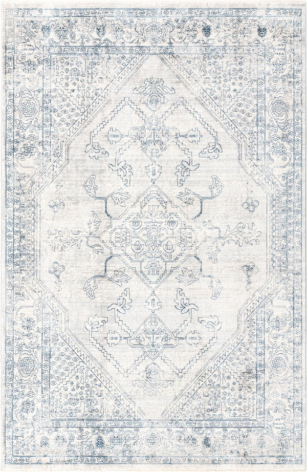 Unique Loom Newport Ochre Machine Made Border Rug Gray, Ivory 6' 1" x 9' 2"