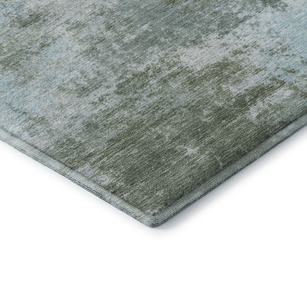 HomeRoots 8' Modern Sage and Sky Blue Abstract Washable Round Rug – UV Protected, Stain Resistant, Durable Design 716902