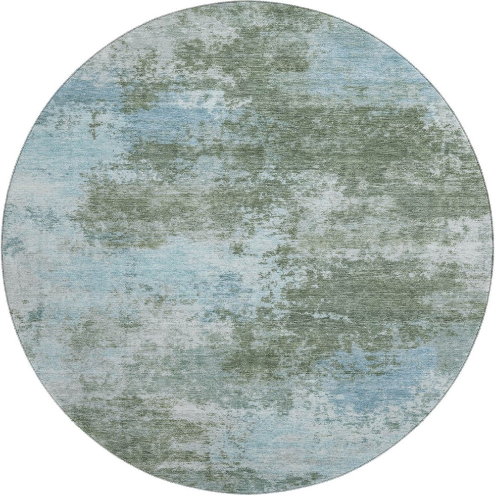 HomeRoots 8' X 10' Stylish Sage and Sky Blue Abstract Area Rug - Washable, UV-Protected, Perfect for Busy Homes! 716903