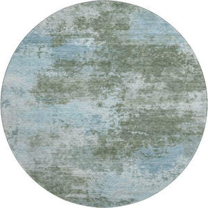 HomeRoots 8' X 10' Stylish Sage and Sky Blue Abstract Area Rug - Washable, UV-Protected, Perfect for Busy Homes! 716903