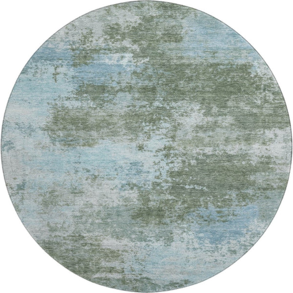 HomeRoots 8' X 10' Stylish Sage and Sky Blue Abstract Area Rug - Washable, UV-Protected, Perfect for Busy Homes! 716903