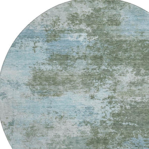 HomeRoots 8' X 10' Stylish Sage and Sky Blue Abstract Area Rug - Washable, UV-Protected, Perfect for Busy Homes! 716903