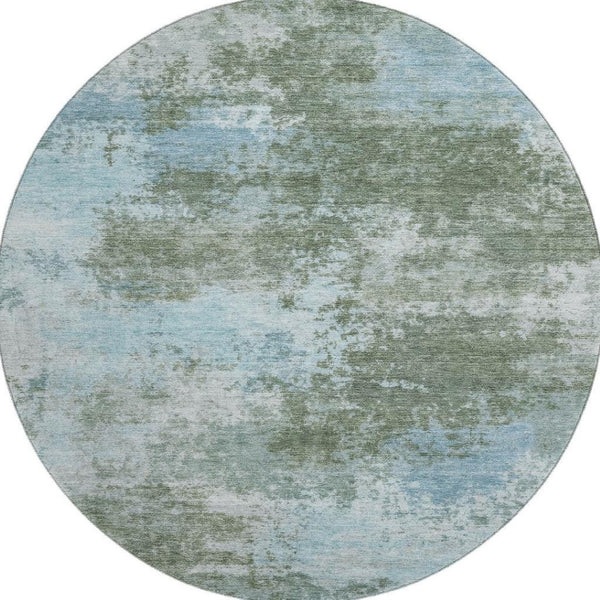 HomeRoots 8' X 10' Stylish Sage and Sky Blue Abstract Area Rug - Washable, UV-Protected, Perfect for Busy Homes! 716903