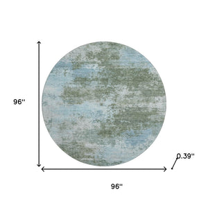 HomeRoots 8' X 10' Stylish Sage and Sky Blue Abstract Area Rug - Washable, UV-Protected, Perfect for Busy Homes! 716903