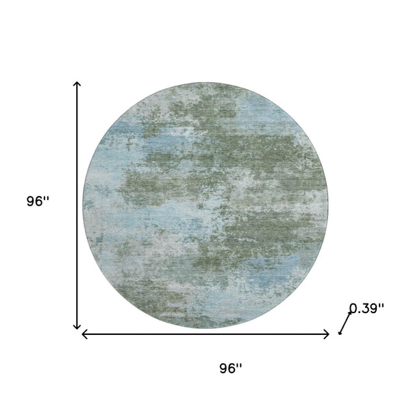 HomeRoots 8' X 10' Stylish Sage and Sky Blue Abstract Area Rug - Washable, UV-Protected, Perfect for Busy Homes! 716903