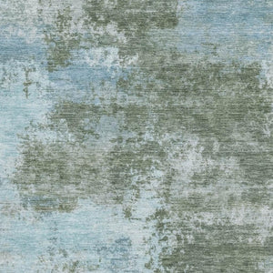 HomeRoots 9' X 12' Sage And Sky Blue Abstract Area Rug - Washable, UV Protected, Stylish & Durable Design 716904