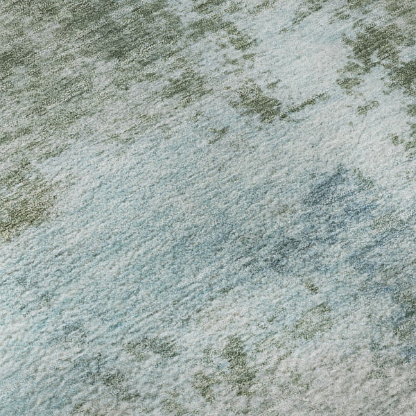 HomeRoots 9' X 12' Sage And Sky Blue Abstract Area Rug - Washable, UV Protected, Stylish & Durable Design 716904