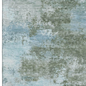 HomeRoots 10' X 14' Sage and Sky Blue Abstract Area Rug – Washable, UV-Protected, Soft & Durable for Busy Homes 716905