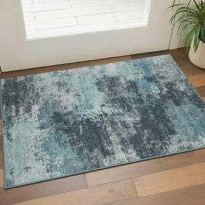 HomeRoots 5' X 8' Teal And Aqua Abstract Washable Area Rug - Modern, Stain-Resistant, UV Protected Design! 716907