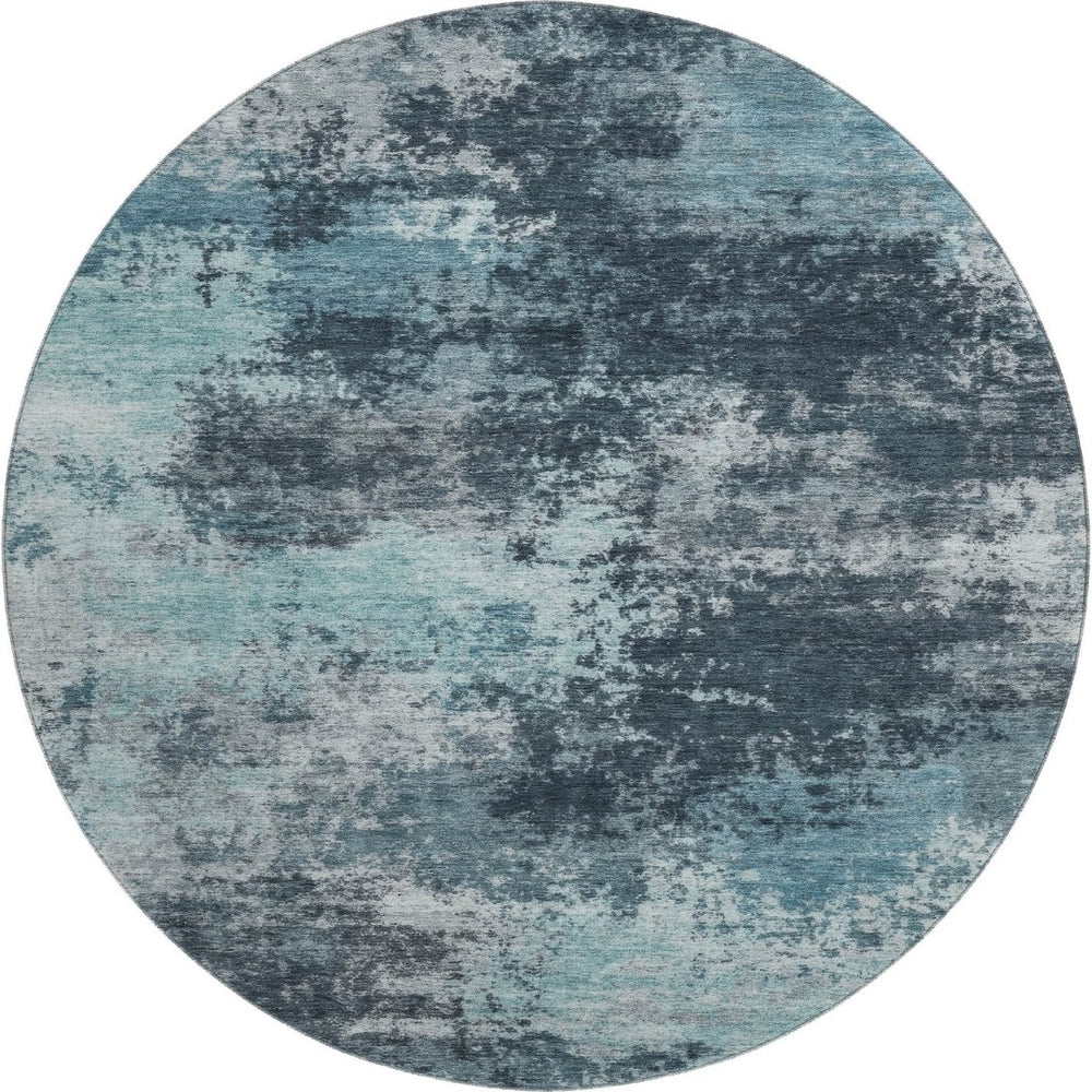 HomeRoots 8' X 10' Teal and Aqua Abstract Area Rug - Washable, UV Protected, Ideal for High-Traffic Spaces! 716909