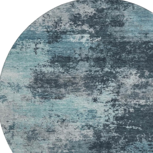 HomeRoots 8' X 10' Teal and Aqua Abstract Area Rug - Washable, UV Protected, Ideal for High-Traffic Spaces! 716909