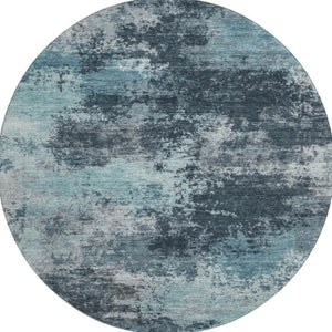 HomeRoots 8' X 10' Teal and Aqua Abstract Area Rug - Washable, UV Protected, Ideal for High-Traffic Spaces! 716909