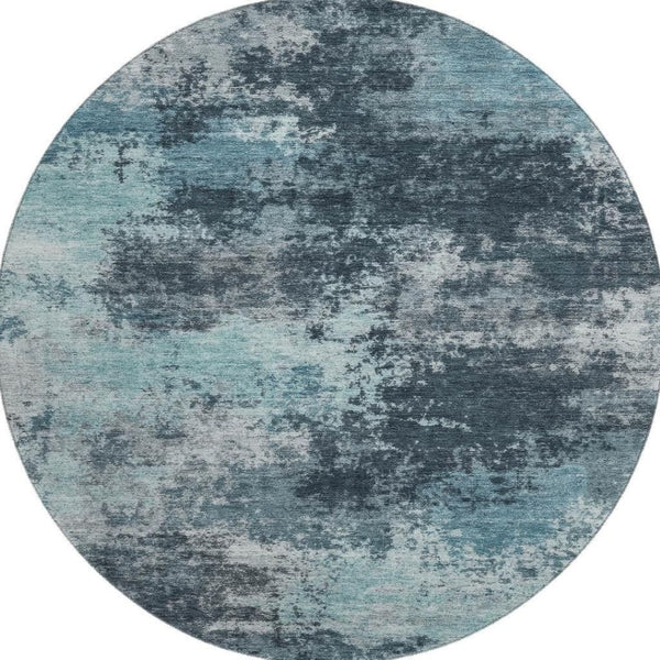 HomeRoots 8' X 10' Teal and Aqua Abstract Area Rug - Washable, UV Protected, Ideal for High-Traffic Spaces! 716909