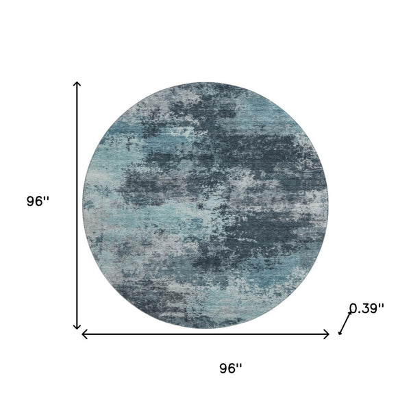 HomeRoots 8' X 10' Teal and Aqua Abstract Area Rug - Washable, UV Protected, Ideal for High-Traffic Spaces! 716909