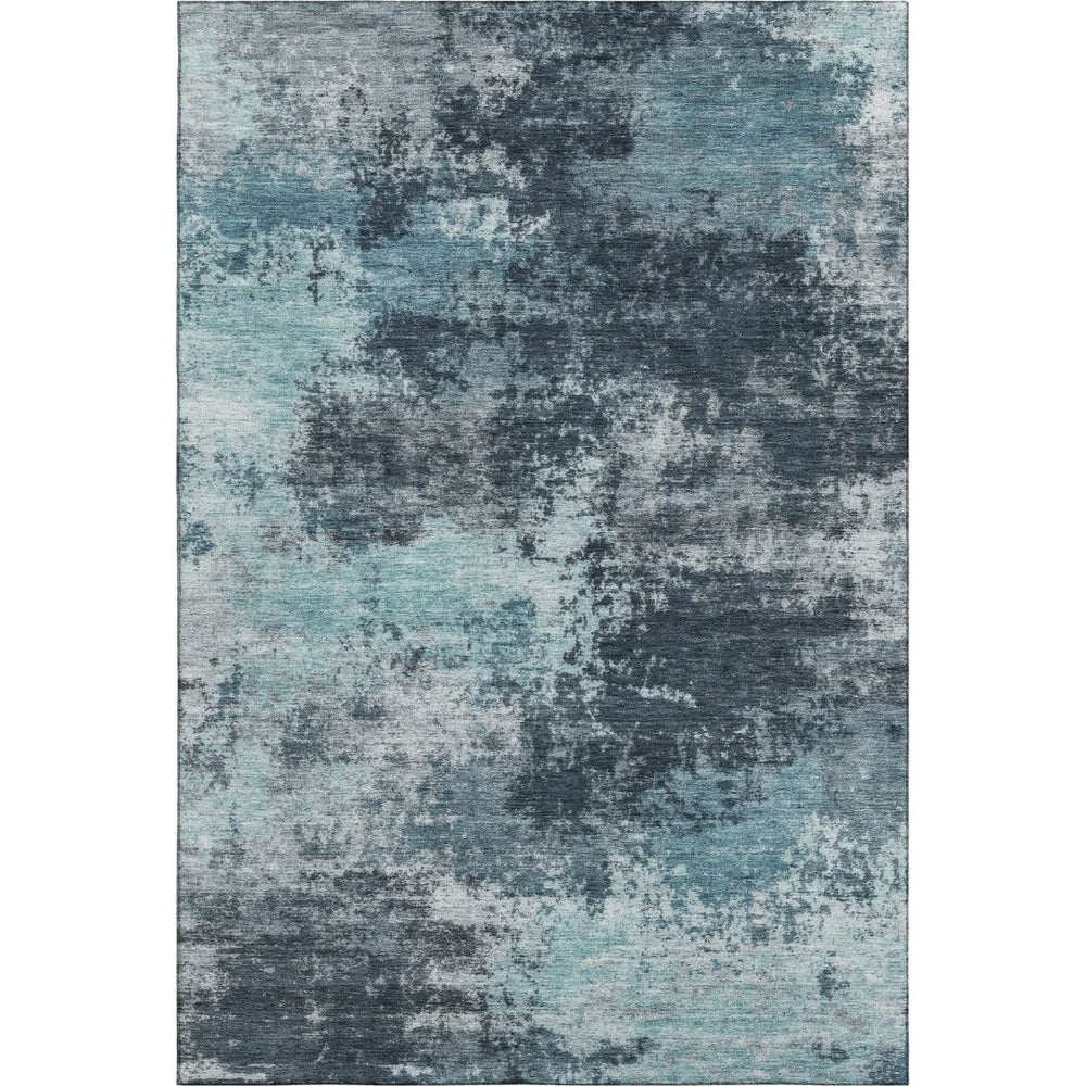 HomeRoots 9' X 12' Teal and Aqua Abstract Washable Area Rug - Stylish UV-Protected, Stain-Resistant Design! 716910