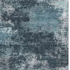 HomeRoots 9' X 12' Teal and Aqua Abstract Washable Area Rug - Stylish UV-Protected, Stain-Resistant Design! 716910