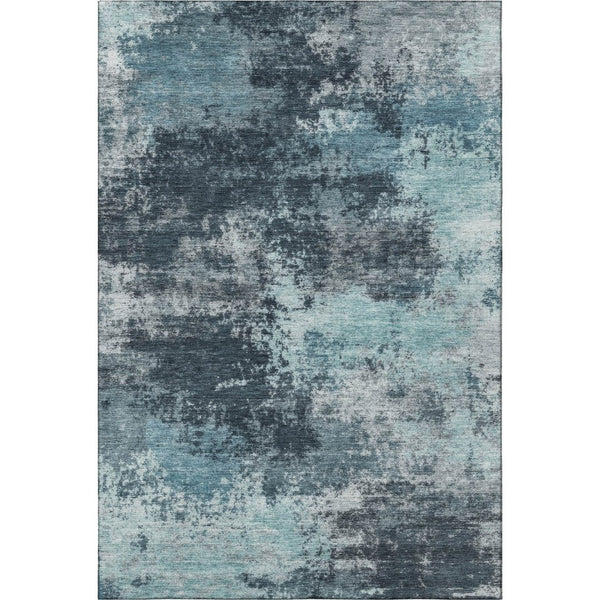 HomeRoots 9' X 12' Teal and Aqua Abstract Washable Area Rug - Stylish UV-Protected, Stain-Resistant Design! 716910