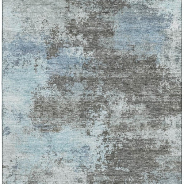 HomeRoots 5' X 8' Modern Abstract Taupe and Sky Blue Area Rug - Washable, Durable, UV Protected for All Spaces 716913