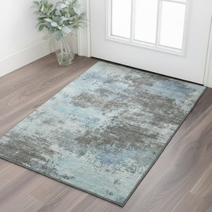 HomeRoots 5' X 8' Modern Abstract Taupe and Sky Blue Area Rug - Washable, Durable, UV Protected for All Spaces 716913