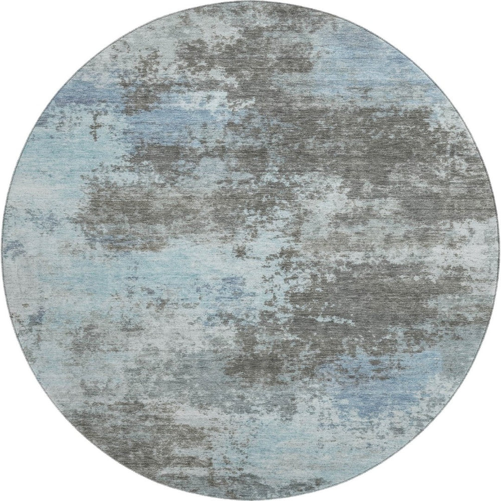 HomeRoots 8' X 10' Washable Taupe & Sky Blue Abstract Area Rug with UV Protection for Easy Care & Style 716915