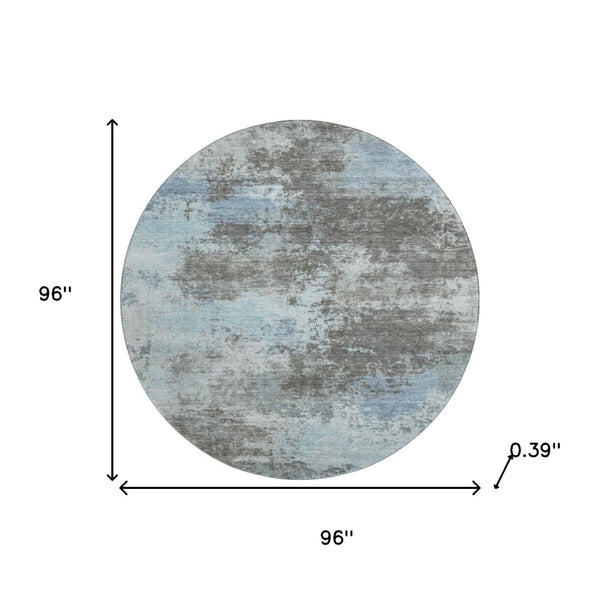 HomeRoots 8' X 10' Washable Taupe & Sky Blue Abstract Area Rug with UV Protection for Easy Care & Style 716915