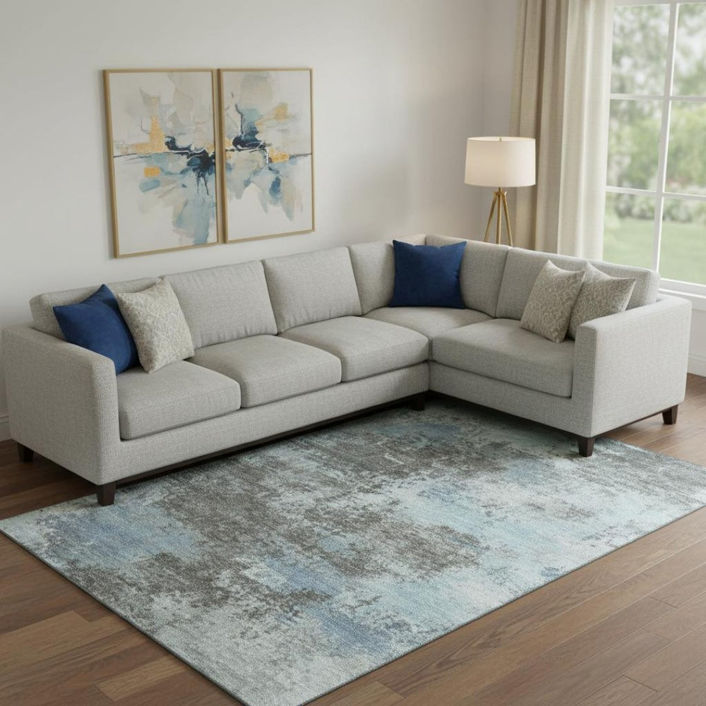 HomeRoots White Linen Blend Modular L-Shaped Sectional Sofa - Elegant Comfort for Stylish Living Spaces 716918