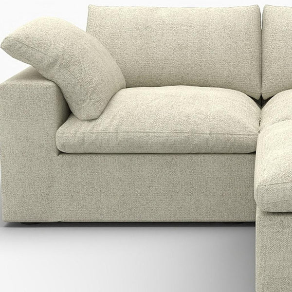 HomeRoots White Linen Blend Modular L-Shaped Sectional - Stylish, Versatile, and Family-Friendly Seating Solution 716919