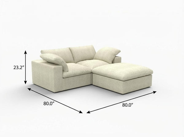 HomeRoots White Linen Blend Modular L-Shaped Sectional - Stylish, Versatile, and Family-Friendly Seating Solution 716919