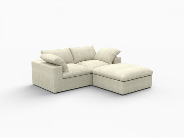 HomeRoots White Linen Blend Modular L-Shaped Sectional - Stylish, Versatile, and Family-Friendly Seating Solution 716919