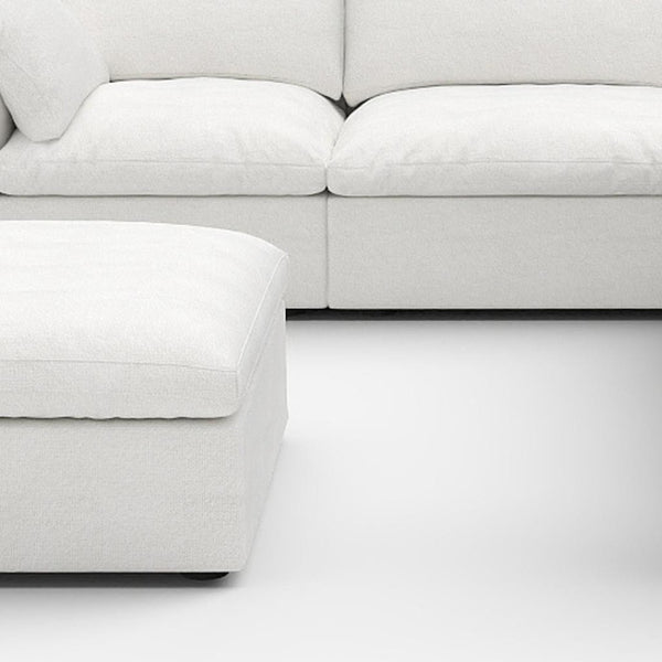 HomeRoots White Linen Blend Modular L-Shaped Sectional Sofa with Storage - Versatile 5-Piece Design for Modern Living 716920