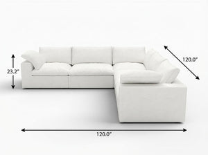 HomeRoots Light Gray Linen Blend Modular Corner Sectional - Stylish, Versatile, and Comfortable Living Room Seating 716921