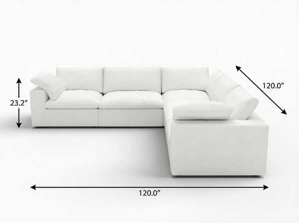HomeRoots Light Gray Linen Blend Modular Corner Sectional - Stylish, Versatile, and Comfortable Living Room Seating 716921