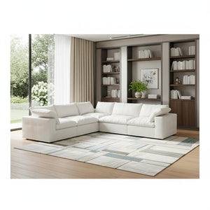 HomeRoots Light Gray Linen Blend Modular Corner Sectional - Stylish, Versatile, and Comfortable Living Room Seating 716921