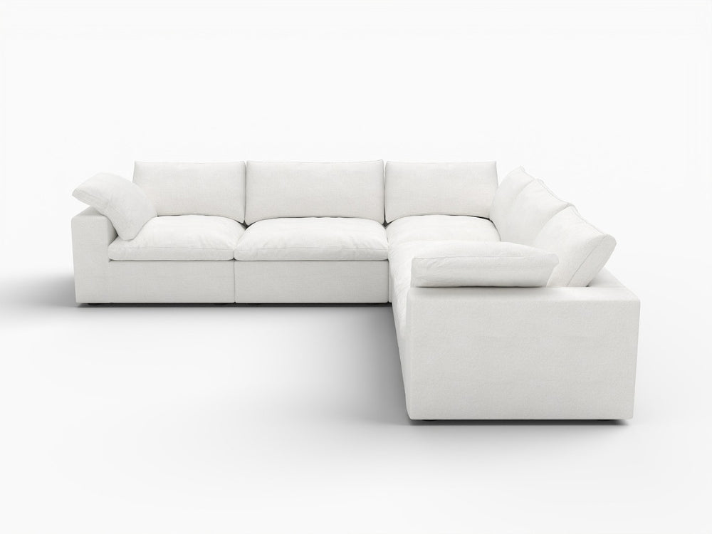 HomeRoots Light Gray Linen Blend Modular Corner Sectional - Stylish, Versatile, and Comfortable Living Room Seating 716921