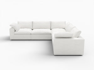 HomeRoots Light Gray Linen Blend Modular Corner Sectional - Stylish, Versatile, and Comfortable Living Room Seating 716921