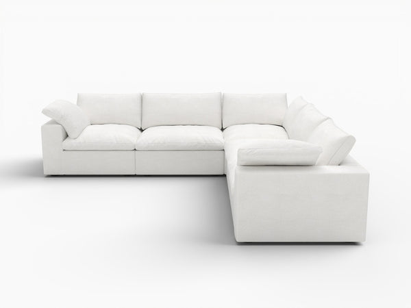 HomeRoots Light Gray Linen Blend Modular Corner Sectional - Stylish, Versatile, and Comfortable Living Room Seating 716921