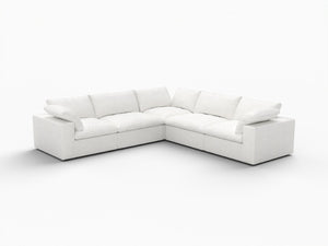 HomeRoots Light Gray Linen Blend Modular Corner Sectional - Stylish, Versatile, and Comfortable Living Room Seating 716921