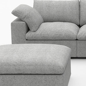 HomeRoots Light Gray Linen Blend Modular L-Shaped Sectional with Storage, Reversible Design & Modern Comfort 716923
