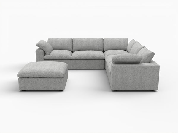 HomeRoots Light Gray Linen Blend Modular L-Shaped Sectional with Storage, Reversible Design & Modern Comfort 716923